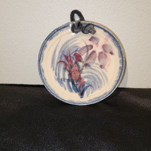 Vintage Monique Duclos Floral Ceramic Round Plaque #2